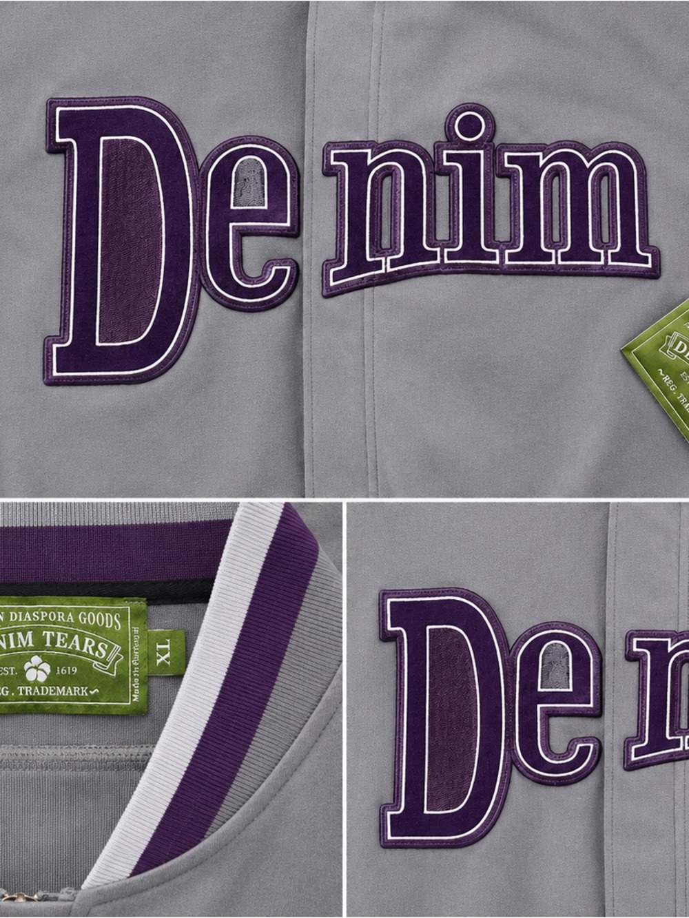 Denim Tears University Grey & Purple Varsity Jacket - Size XL - NWT - Picture 5 of 5